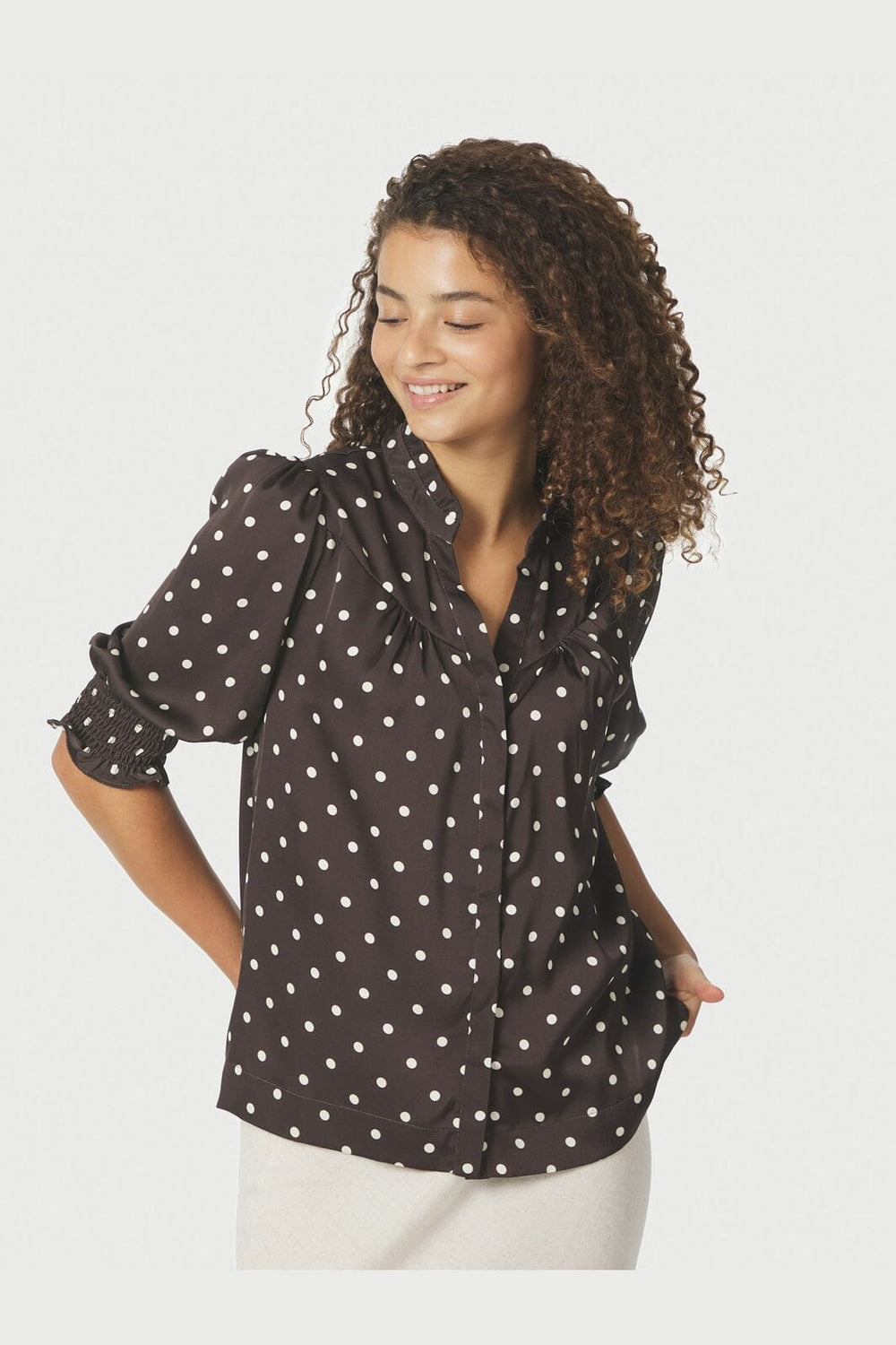 Neo Noir - Diana Dot Blouse 168484 - 676 - Dark Brown