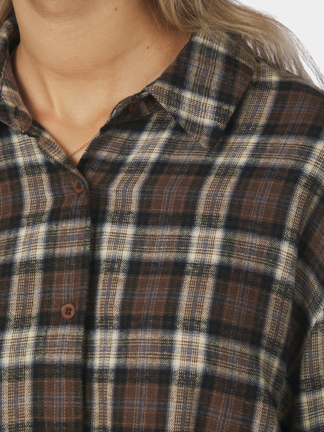Neo Noir - Dita Flannel Check Shirt 171676 - 811 - Dark Taupe Skjorter 