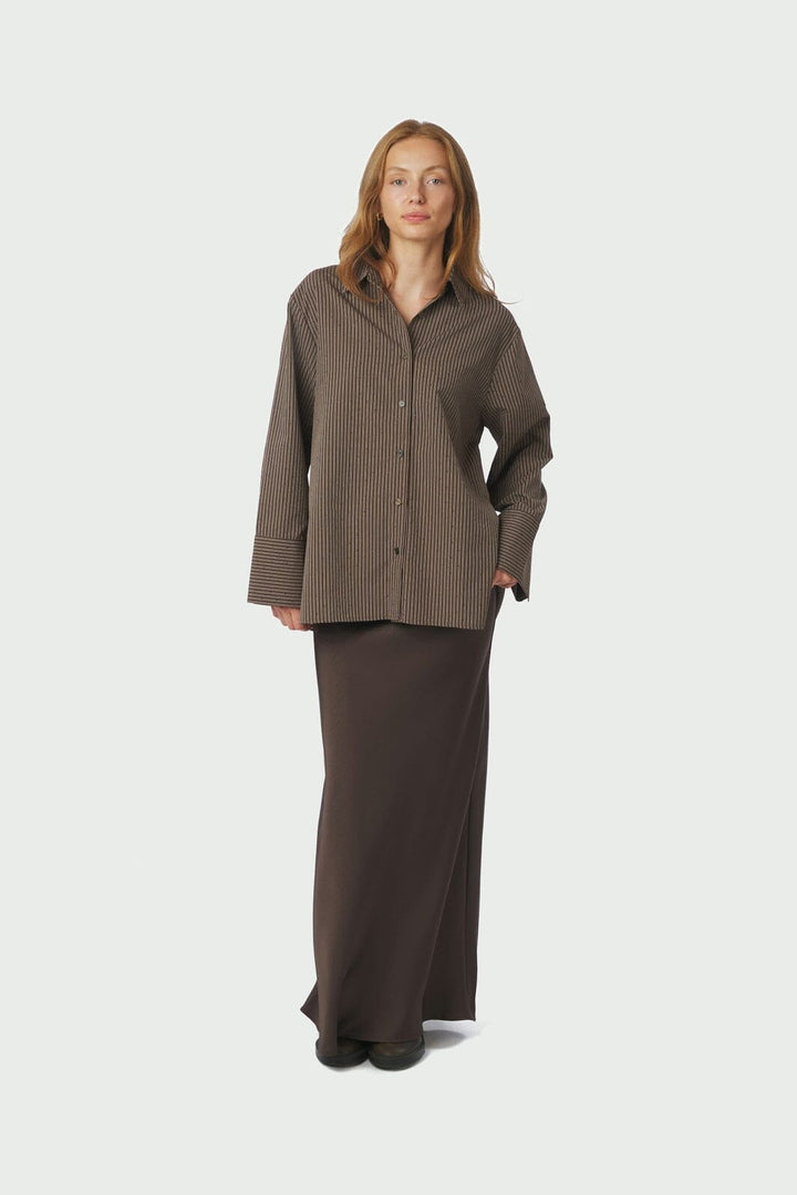 Neo Noir - Dita Striped Line Shirt 166888 - 676 - Dark Brown