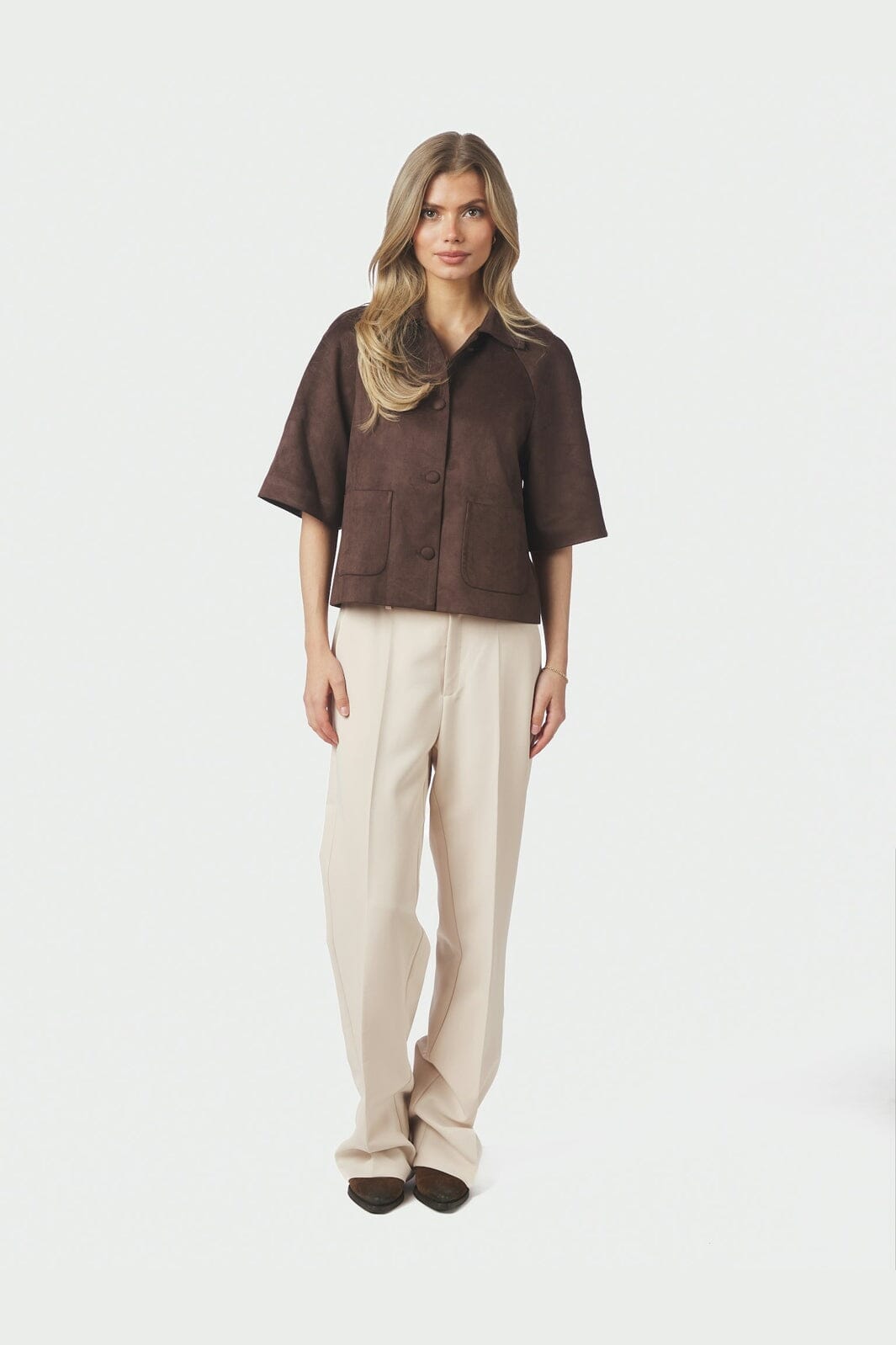 Neo Noir - Editta Faux Suede Jacket 168268 - 676 - Dark Brown