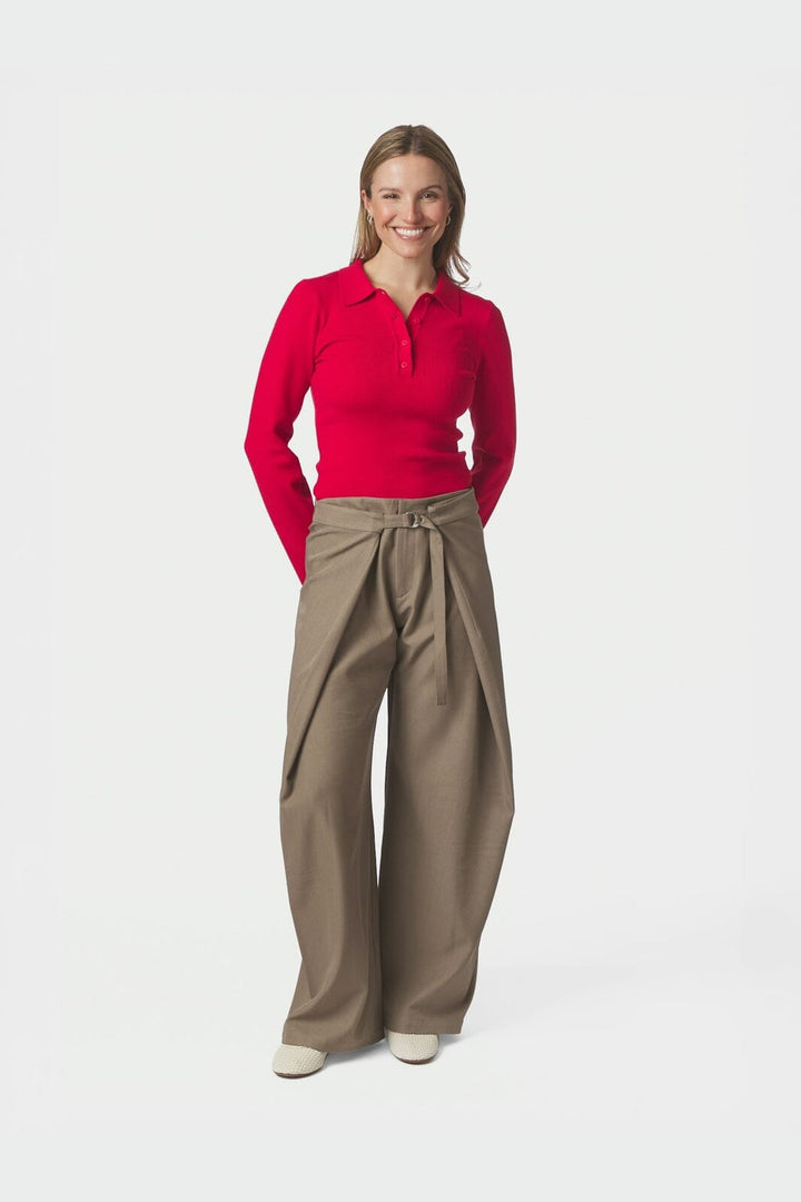 Neo Noir - Fannya Ls Solid Knit Polo 169864 - 160 - Red
