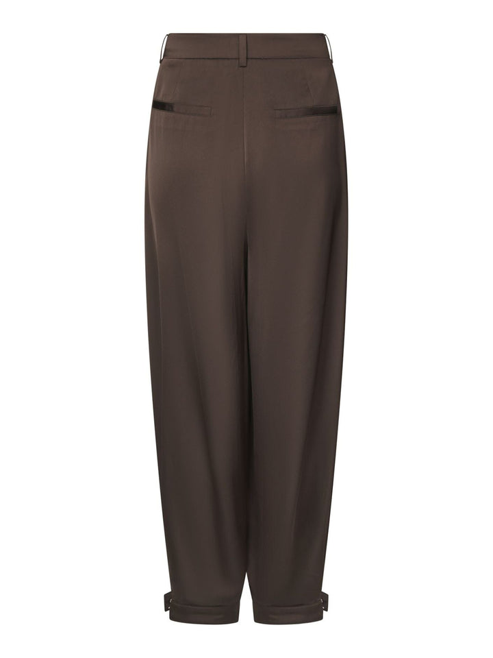Neo Noir - Fayla Drapy Satin Balloon Pants 167418 - 676 - Dark Brown Bukser 