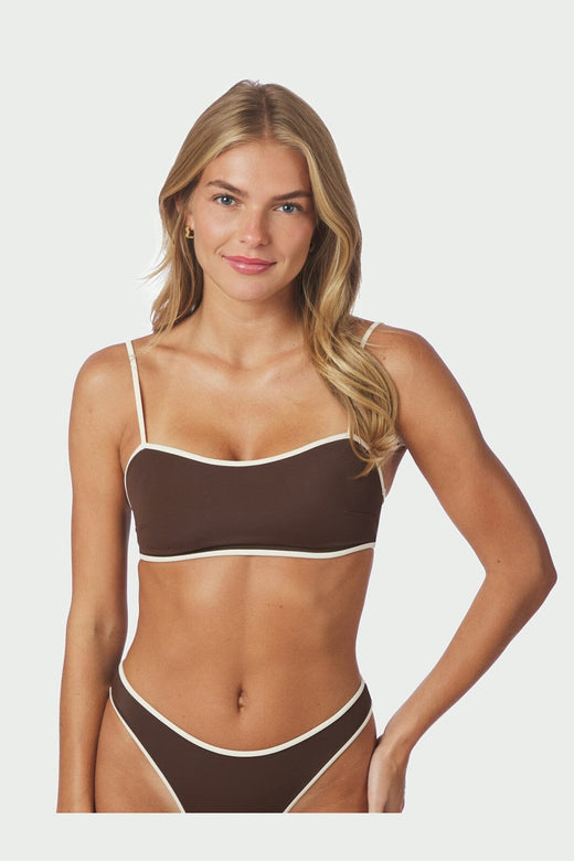 Neo Noir - Fia Solid Contrast Bikini Top 167792 - 434 - Dark Brown/Creme