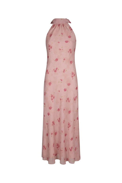 Neo Noir - Fiona Blurred Flower Halter Neck Dress 167918 - 754 - Light Pink