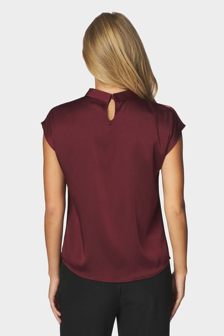 Neo Noir - Fleur Drapy Satin Blouse 160990 - 174 - Burgundy