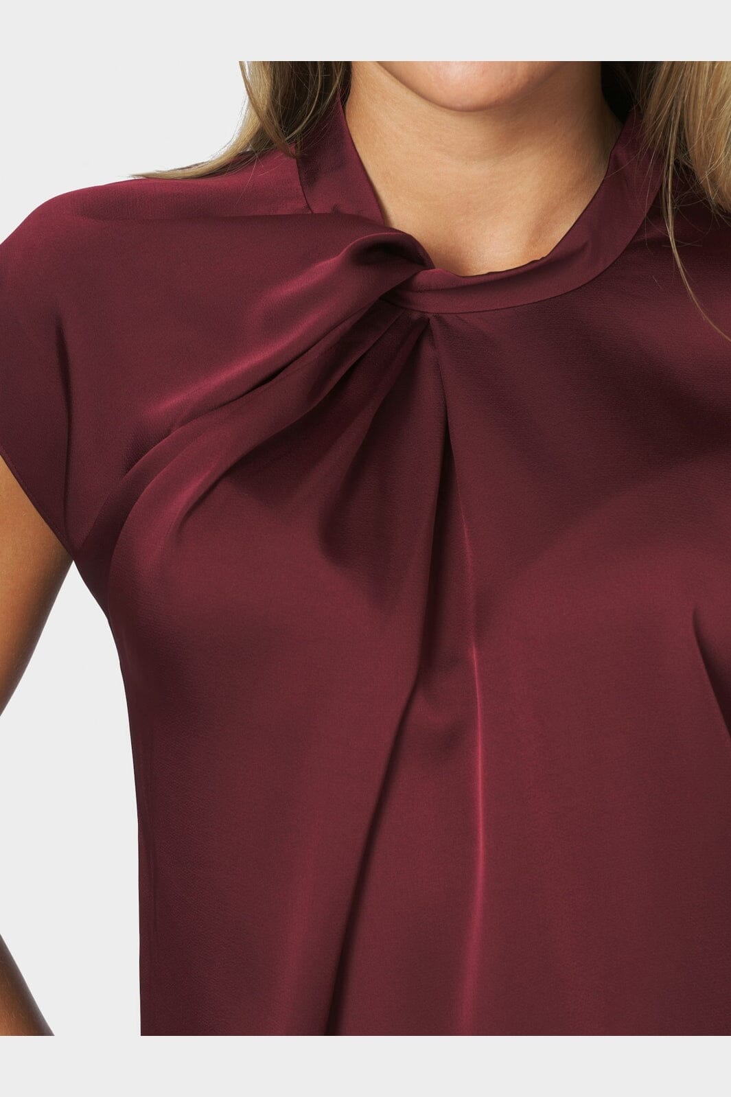 Neo Noir - Fleur Drapy Satin Blouse 160990 - 174 - Burgundy