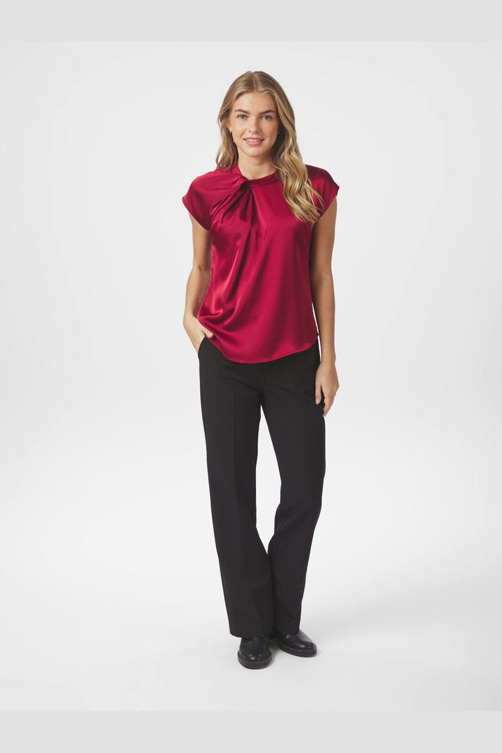 Neo Noir - Fleur Drapy Satin Blouse 160990 - 682 - Wine