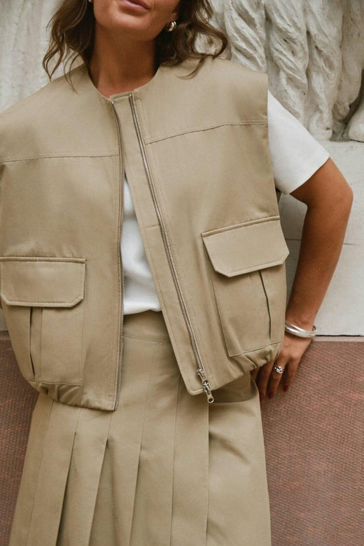 Neo Noir - Nnflo Balloon Twill Vest 167190 - 214 - Taupe Frakker 