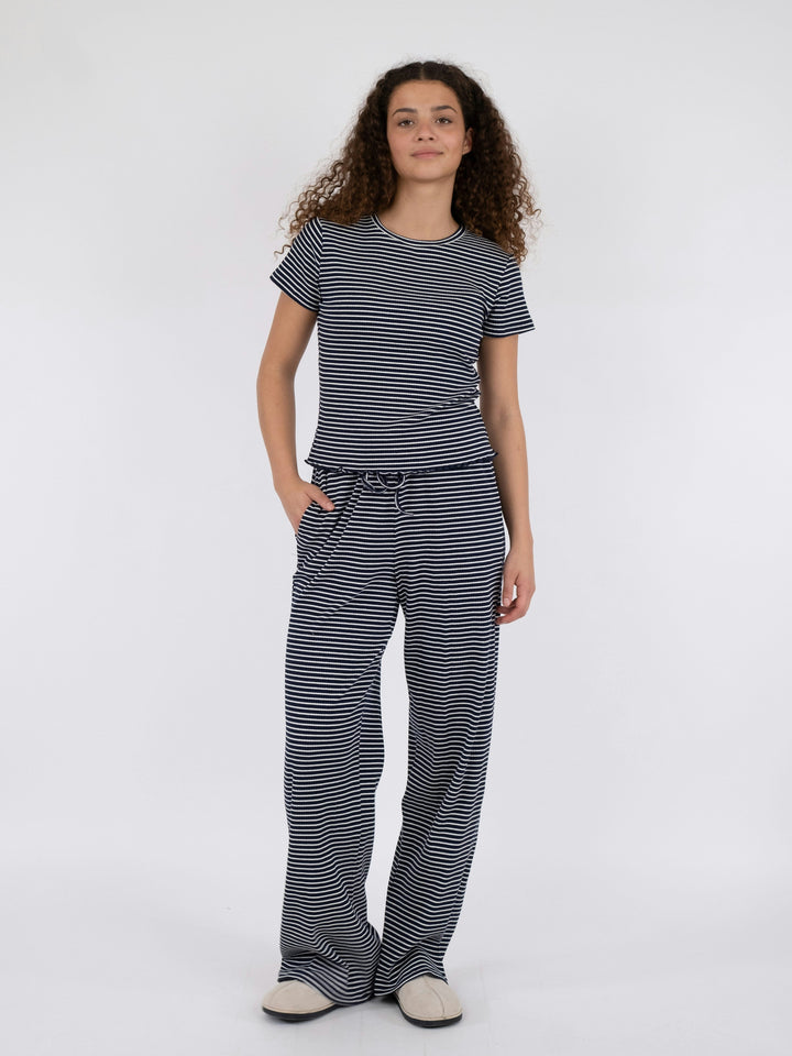 Neo Noir - Geri Stripe Pants - Dark Navy