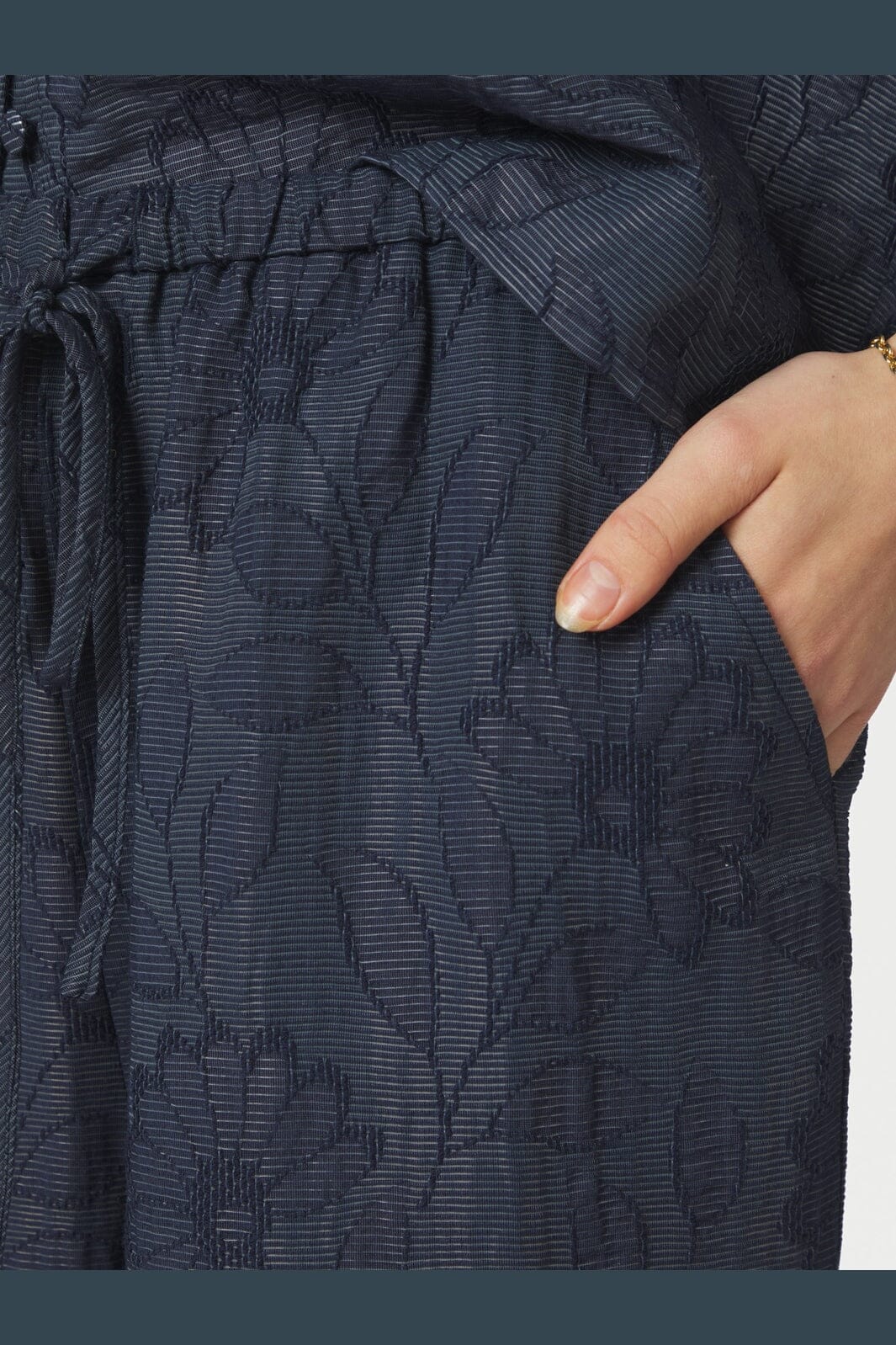 Neo Noir - Heifa Flower Stripe Pants 168495 - 534 - Dark Blue