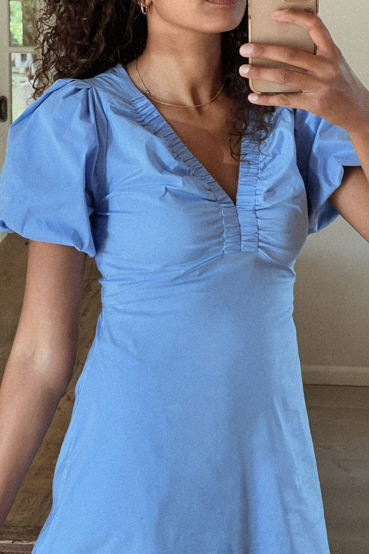 Neo Noir - Illana Poplin Dress - Sky Blue Kjoler 