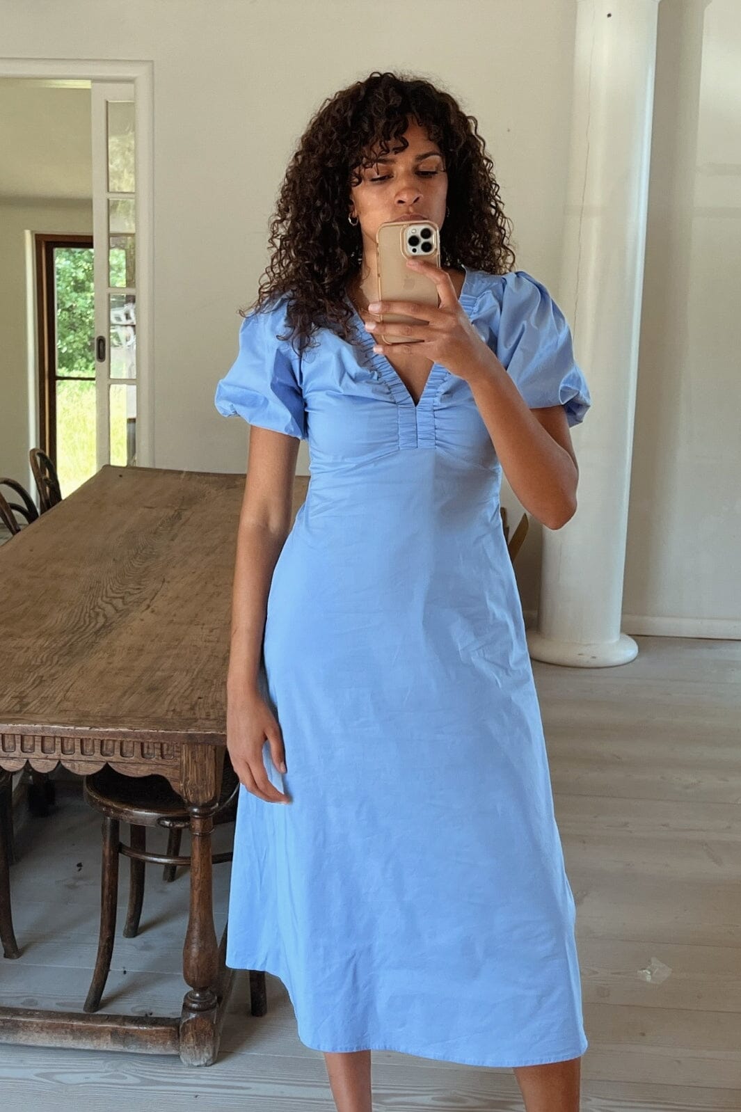 Neo Noir - Illana Poplin Dress - Sky Blue Kjoler 