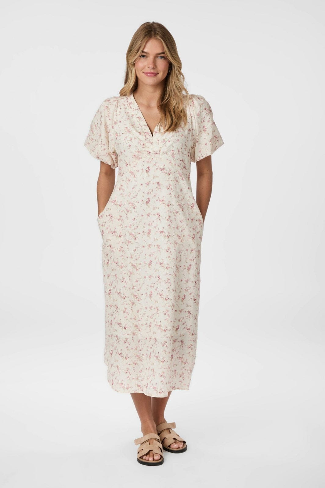 Neo Noir - Illana Print Dress 165994 - 630 - Dusty Rose