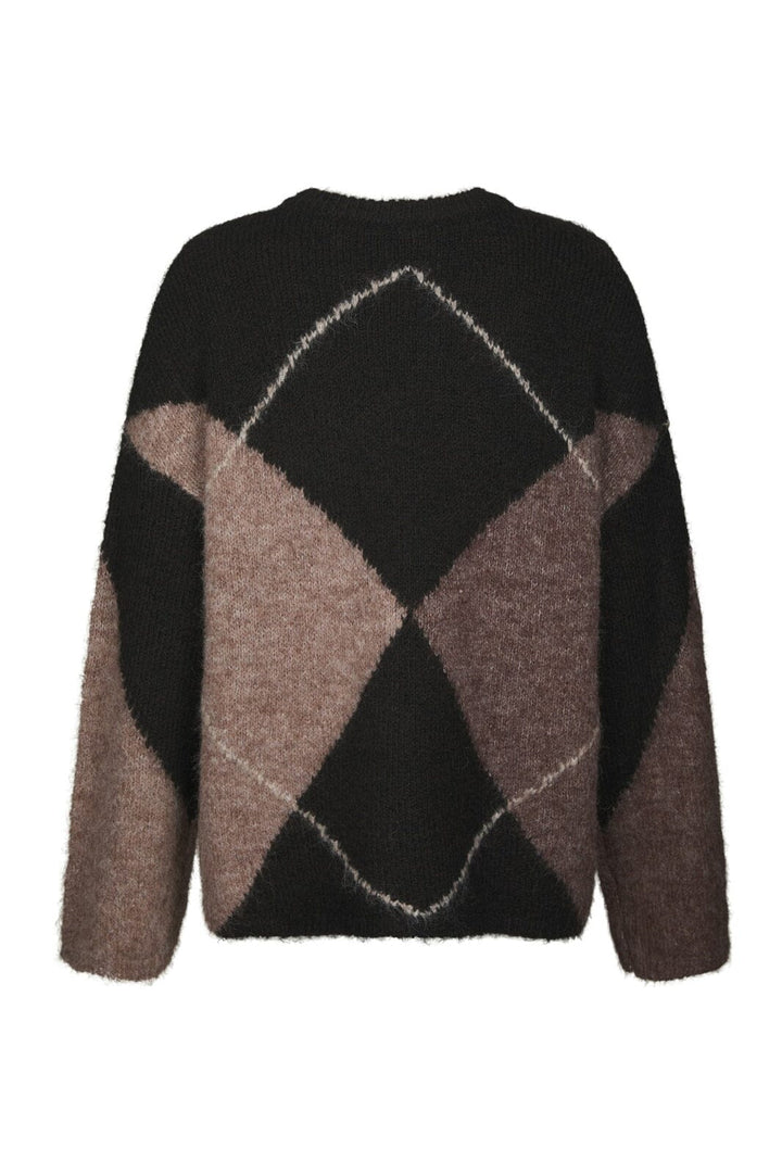 Neo Noir - Inga Check Fluff Knit Blouse 165205 - 676 - Dark Brown