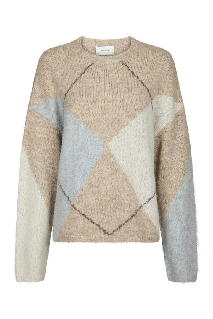 Neo Noir - Inga Check Fluff Knit Blouse 165205 - 976 - Beige Melange