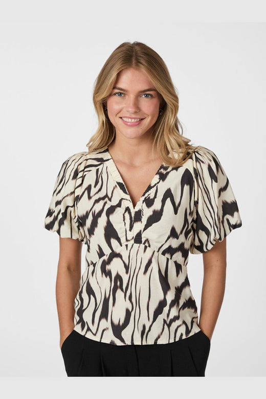 Neo Noir - Irina Graphic Zag Blouse 166003 - 121 - Off White