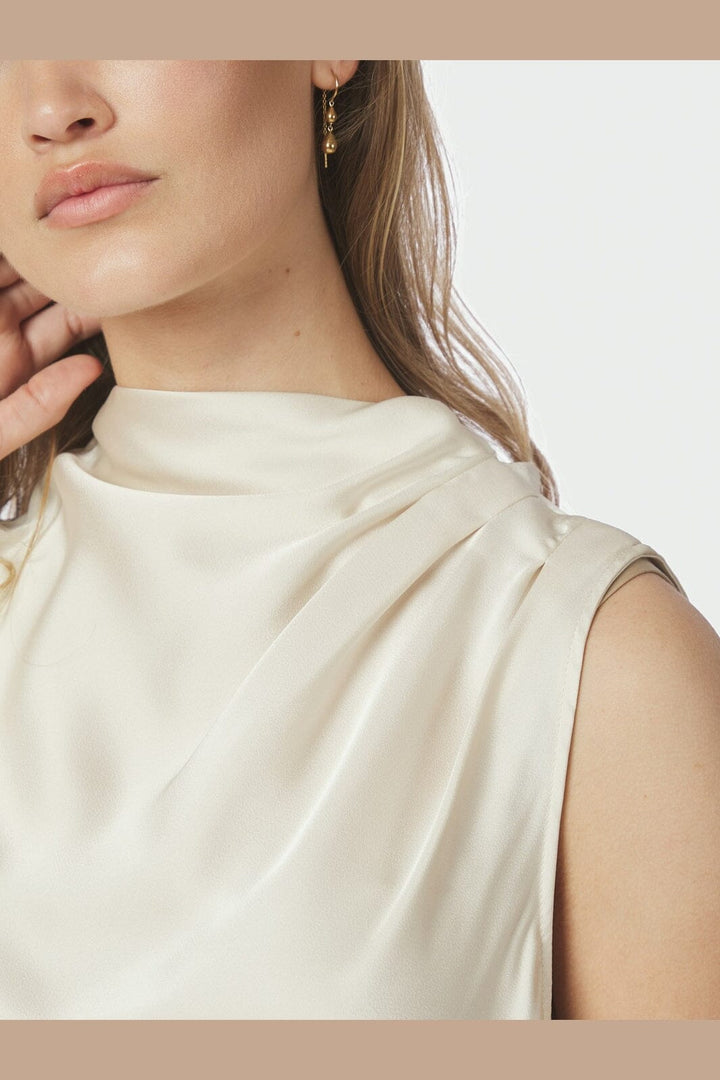 Neo Noir - Isola Drapy Satin Top 167873 - 122 - Creme