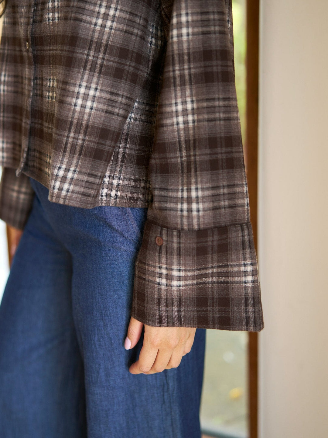 Neo Noir - Jaylin Flannel Check Shirt 171705 - 189 - Warm Grey Skjorter 
