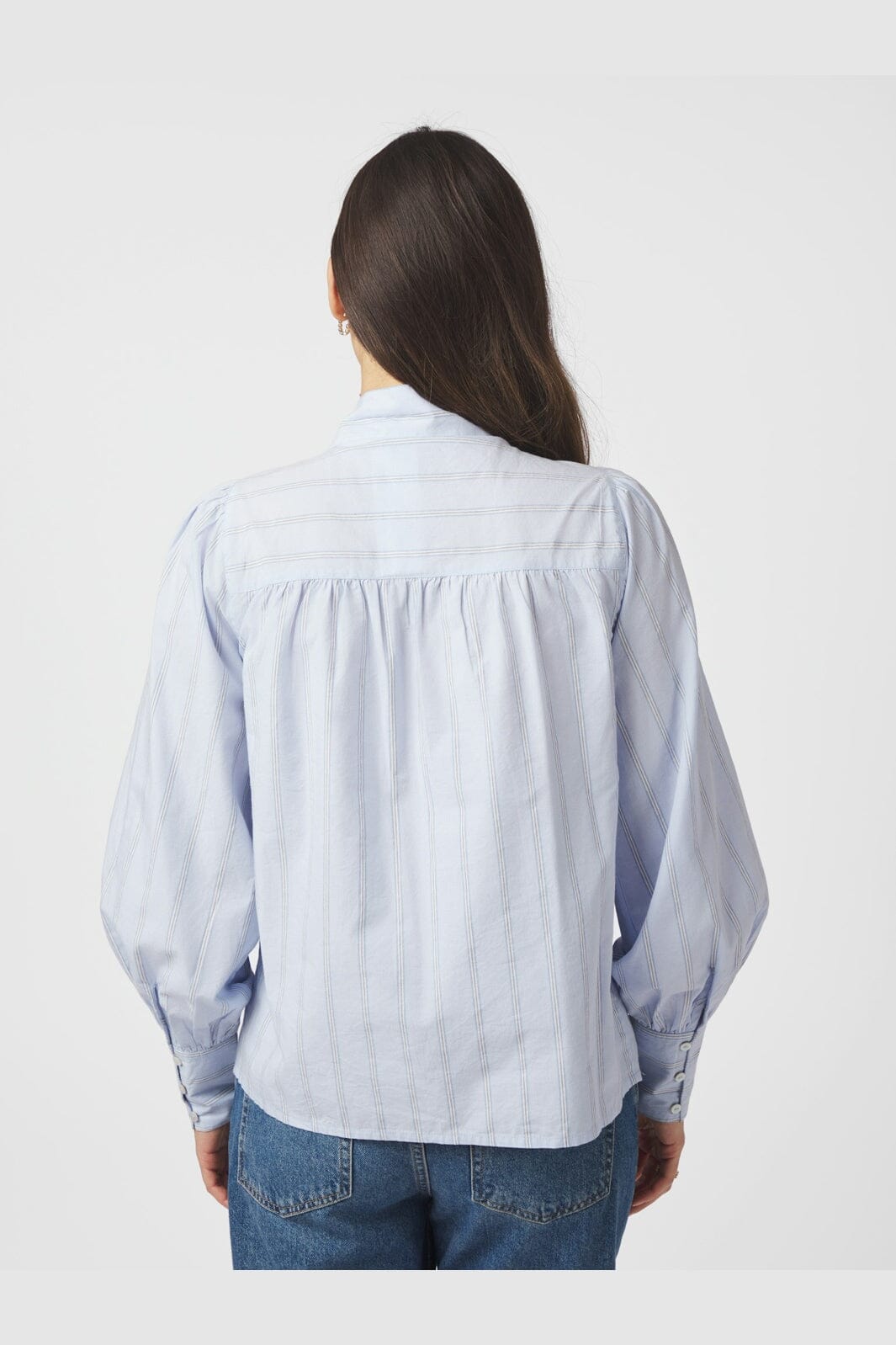Neo Noir - Jaz Bow Stripe Blouse 166718 - 145 - Light Blue