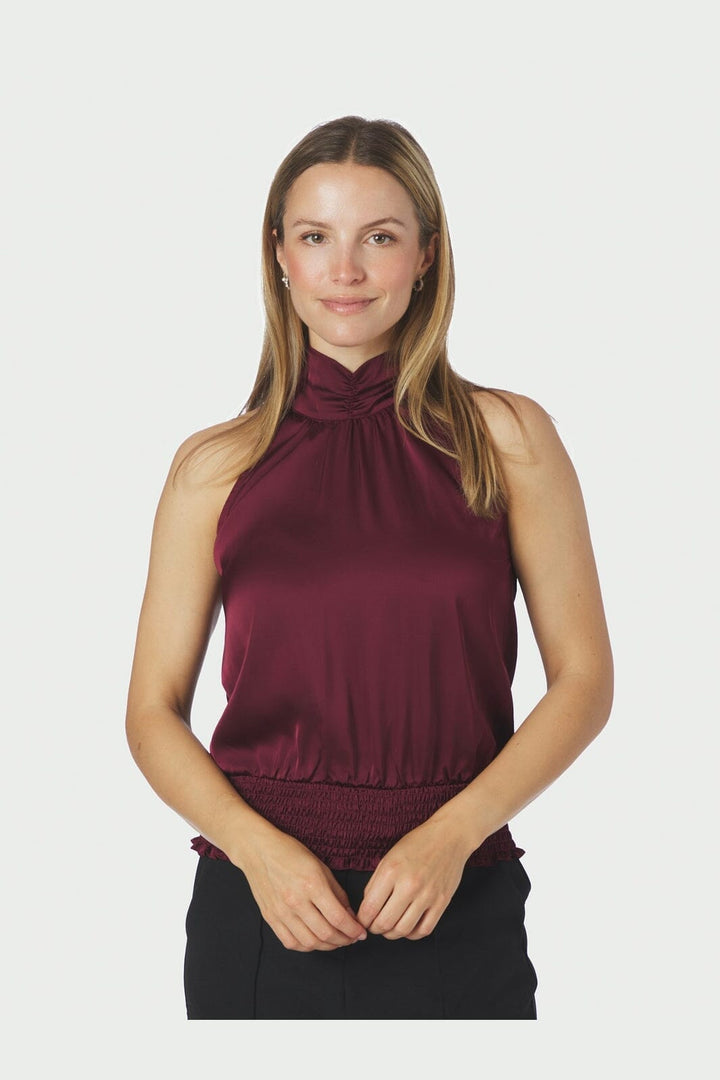 Neo Noir - Jos Drapy Satin Top 167311 - 174 - Burgundy