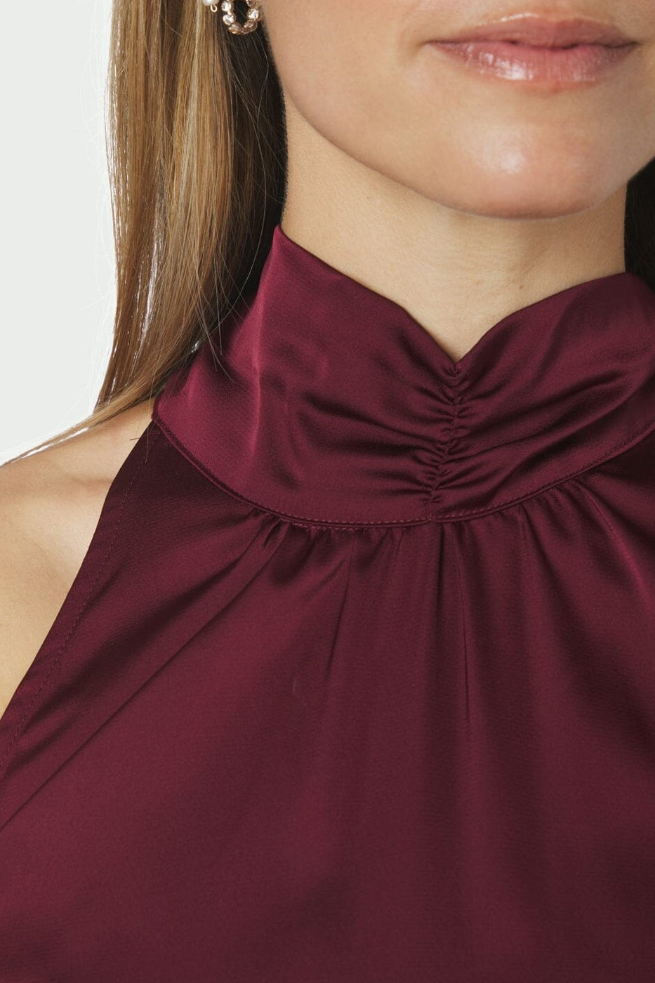 Neo Noir - Jos Drapy Satin Top 167311 - 174 - Burgundy
