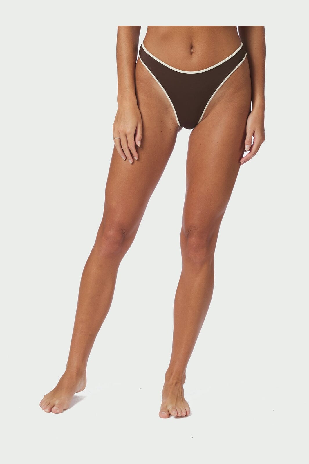 Neo Noir - Jovita Solid Contrast Bikini Brief 167794 - 434 - Dark Brown/Creme