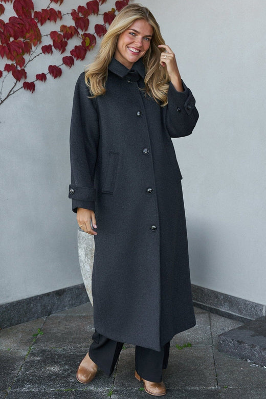 Neo Noir - Keaton Wool Coat 165499 - 136 - Antracit Melange Jakker 