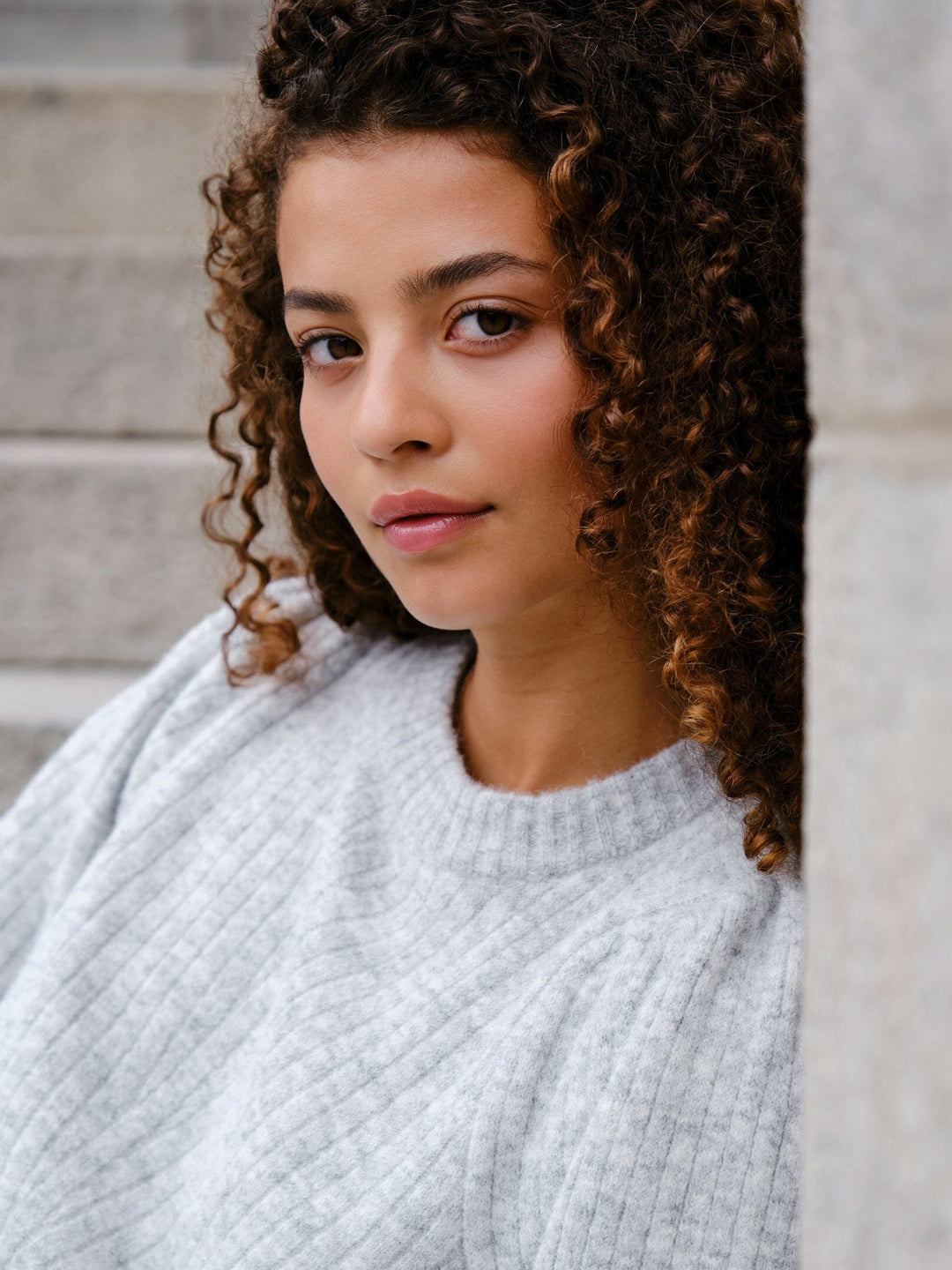 Neo Noir - Kelsey Knit Blouse 164539 - 103 - Light Grey Melange Bluser 