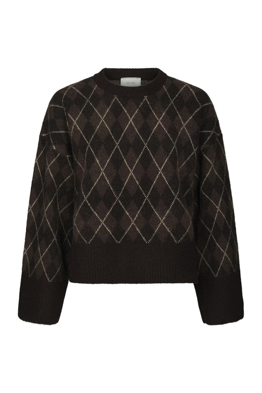 Neo Noir - Kick Check Knit Blouse 165204 - 676 - Dark Brown