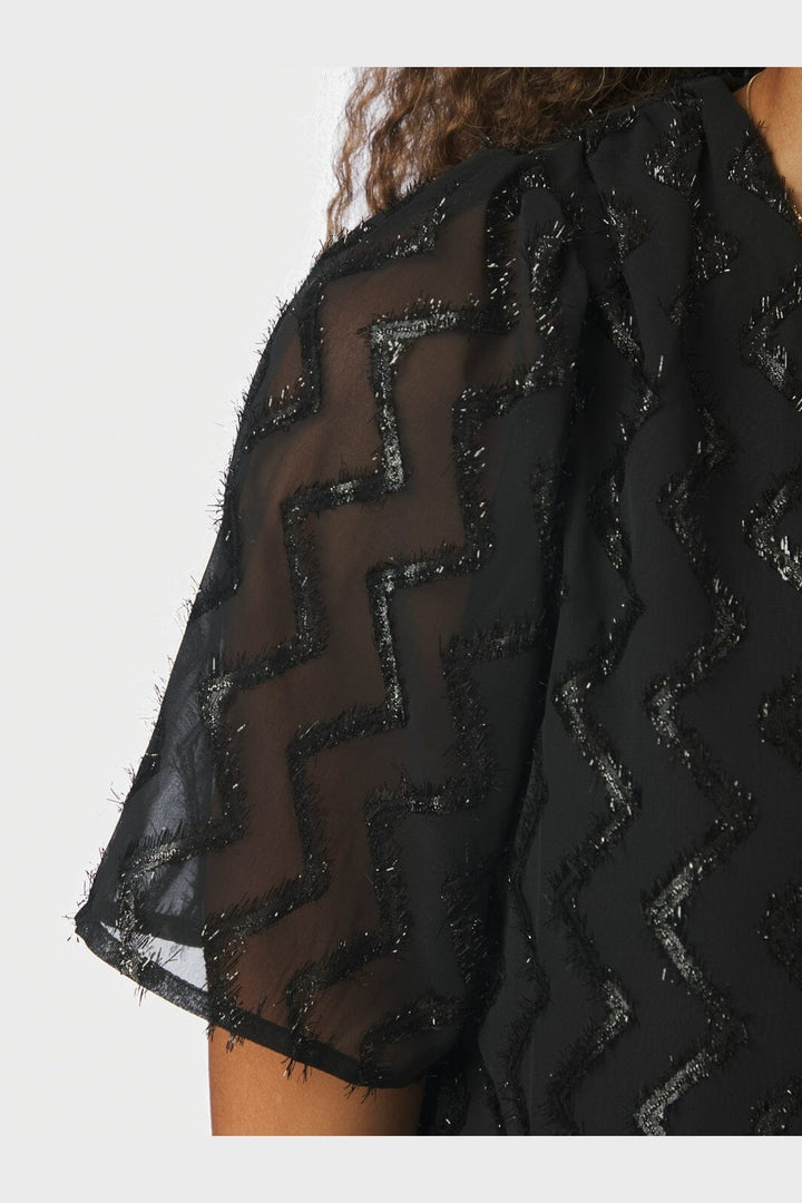 Neo Noir - Largo Chevron Glitz Blouse 171125 - 100 - Black