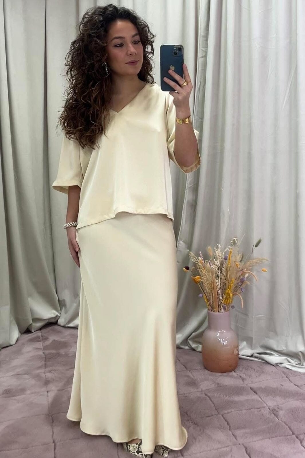 Neo Noir - Largo Heavy Sateen Blouse 160108 - 191 - Light Yellow Bluser 