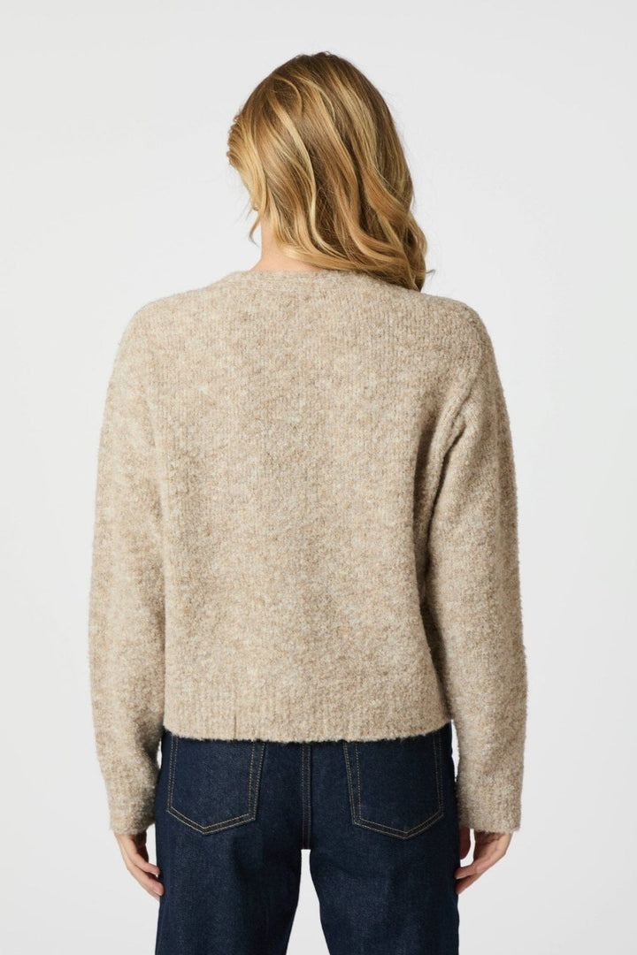 Neo Noir - Lavanda Boucle Knit Cardigan 164894 - 125 - Dark Sand
