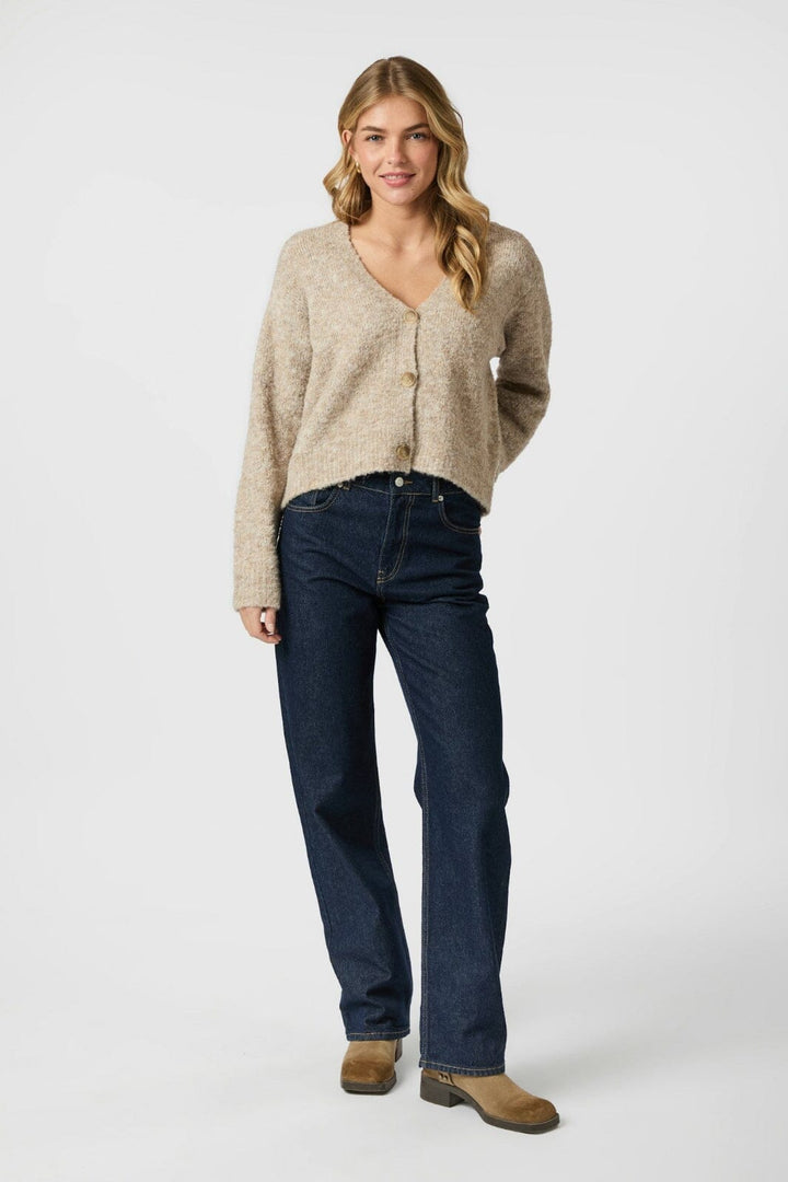 Neo Noir - Lavanda Boucle Knit Cardigan 164894 - 125 - Dark Sand