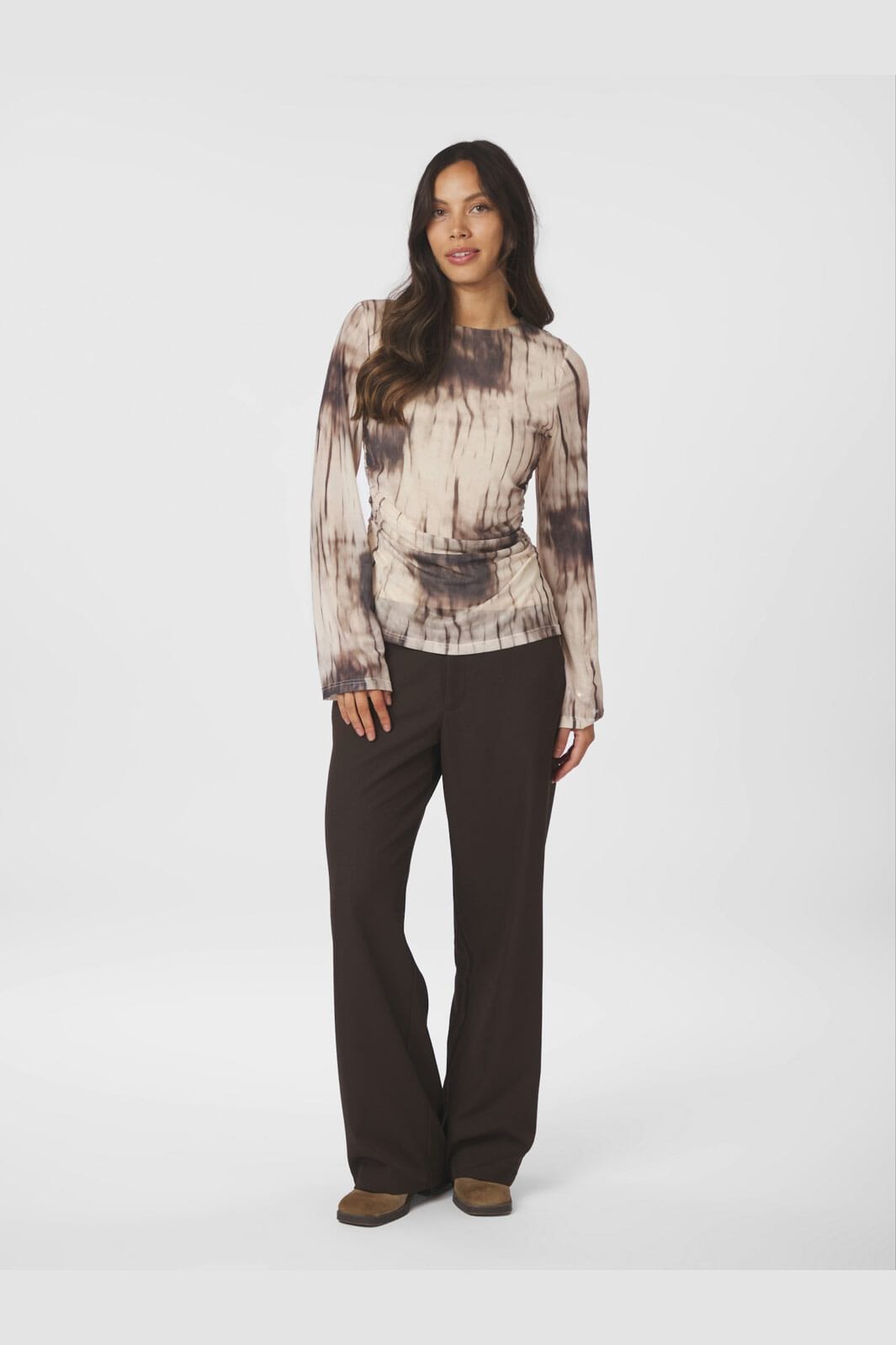 Neo Noir - Lenida Faded Mesh Blouse 167053 - 306 - Dusty Brown