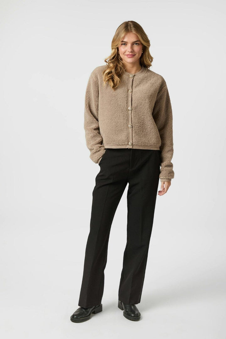 Neo Noir - Limo Fluffy Knit Cardigan 161963 - 125 - Dark Sand