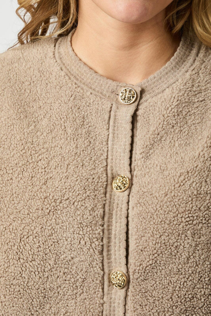 Neo Noir - Limo Fluffy Knit Cardigan 161963 - 125 - Dark Sand