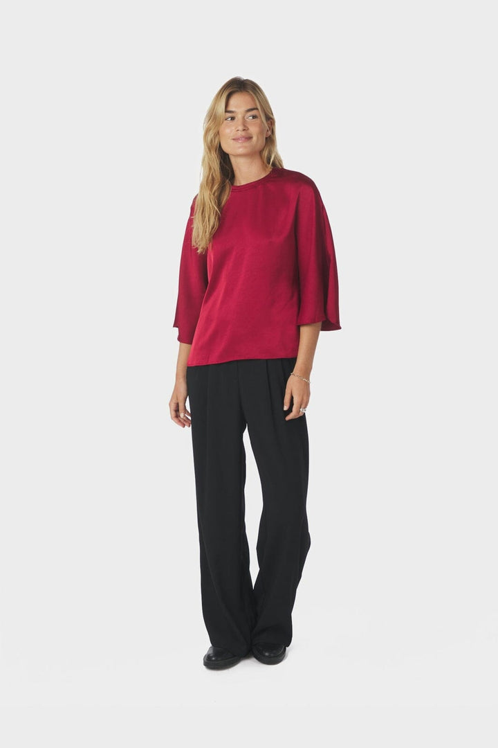 Neo Noir - Liora Heavy Sateen Blouse 165567 - 321 - Dark Red