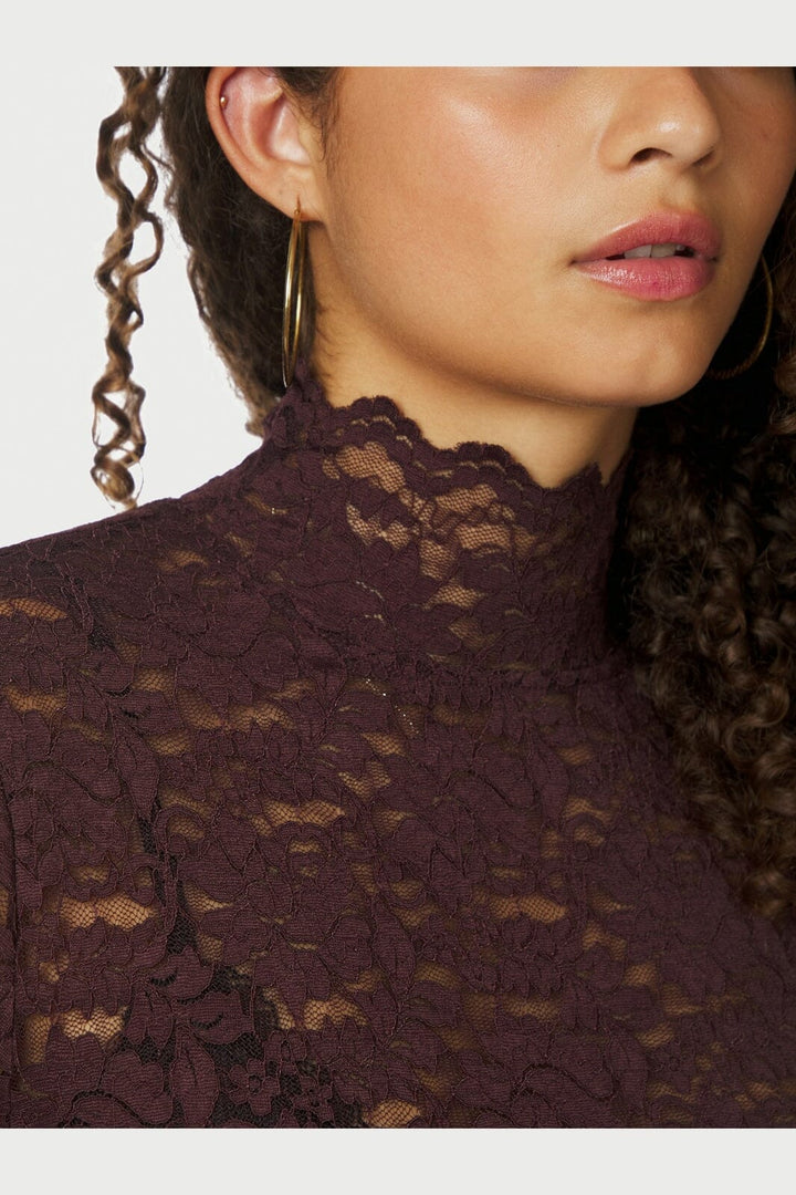 Neo Noir - Liza Laceflower Blouse 161473 - 174 - Burgundy