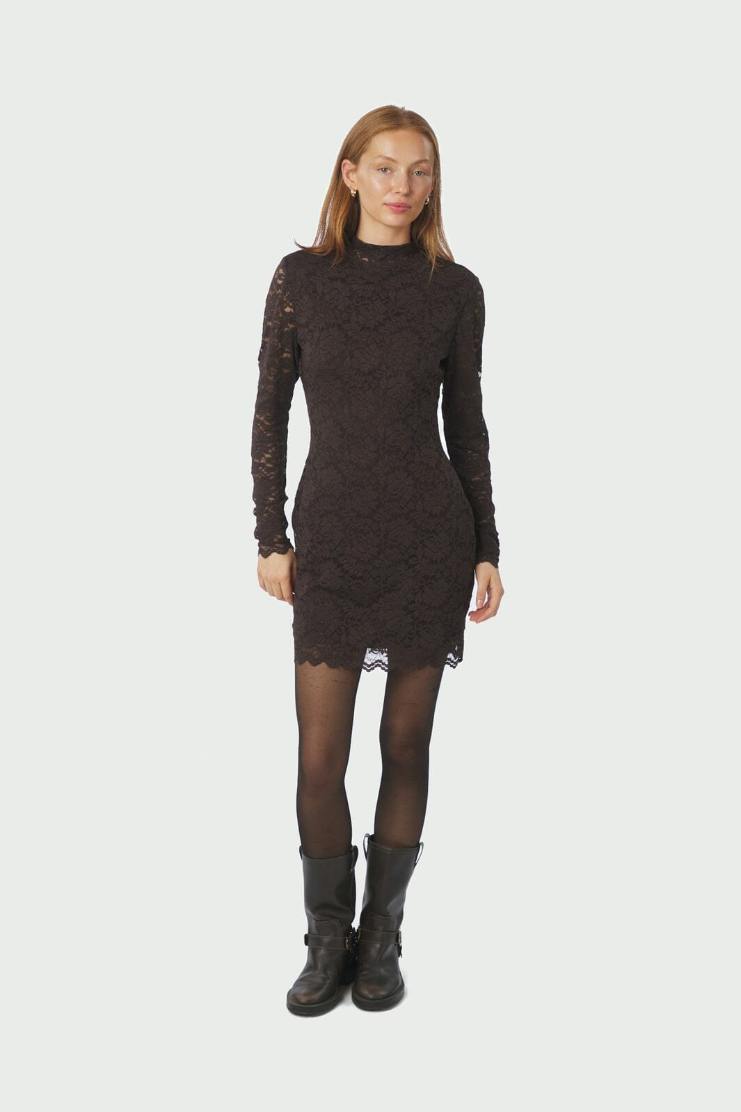 Neo Noir - Lizette Laceflower Dress 166638 - 584 - Chocolate Brown