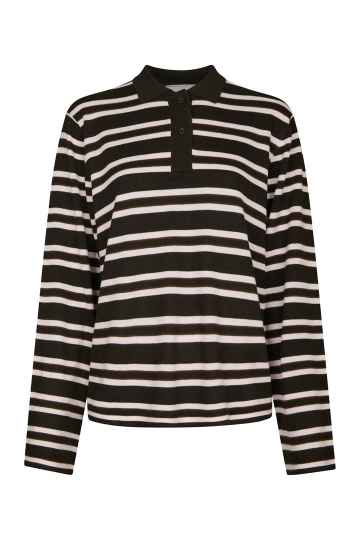 Neo Noir - Mala Polo Knit Blouse 167213 - 676 - Dark Brown