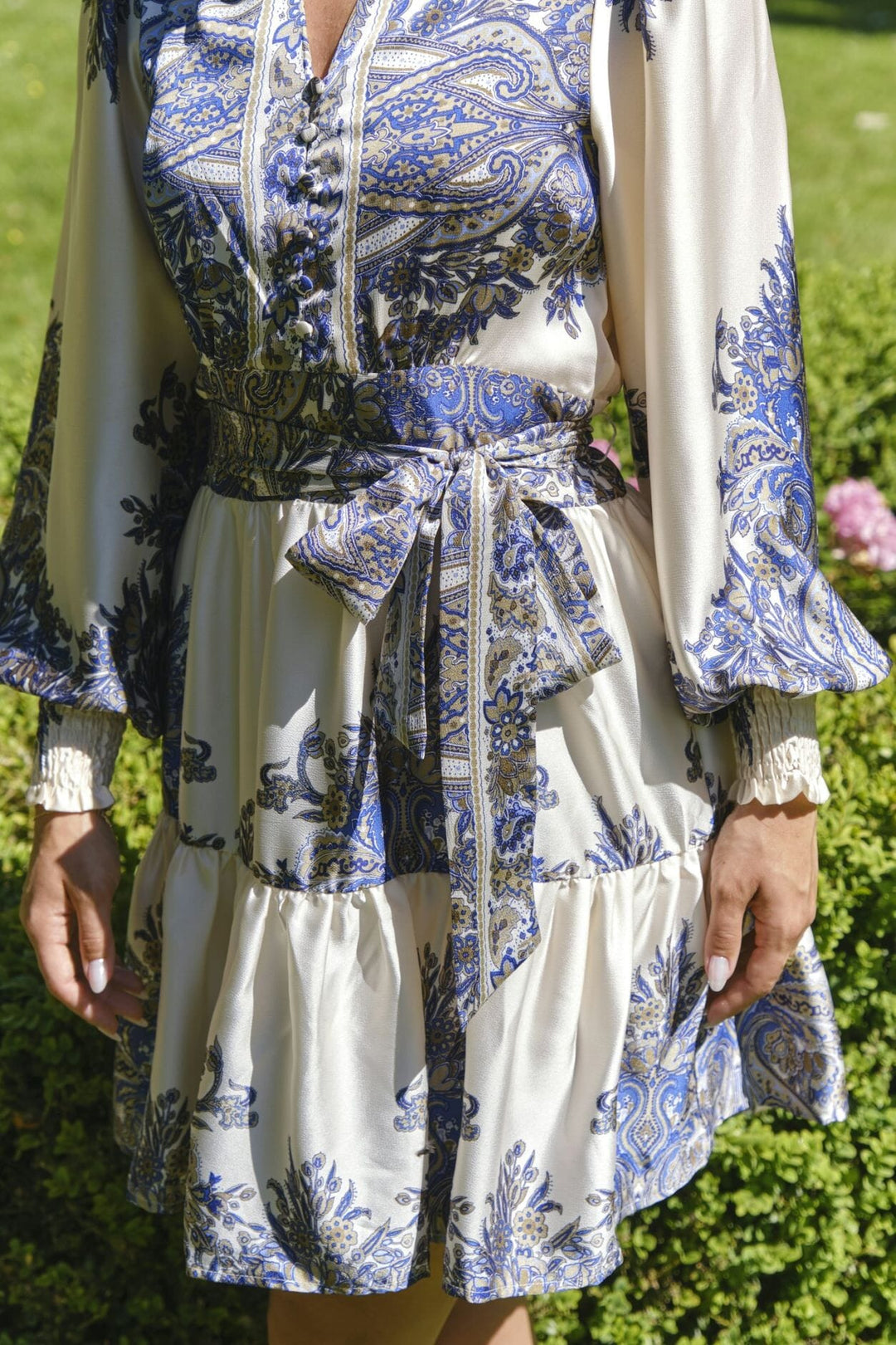 Neo Noir - Malfida Paisley Border Dress 166210 - 348 - Ash Blue Kjoler 