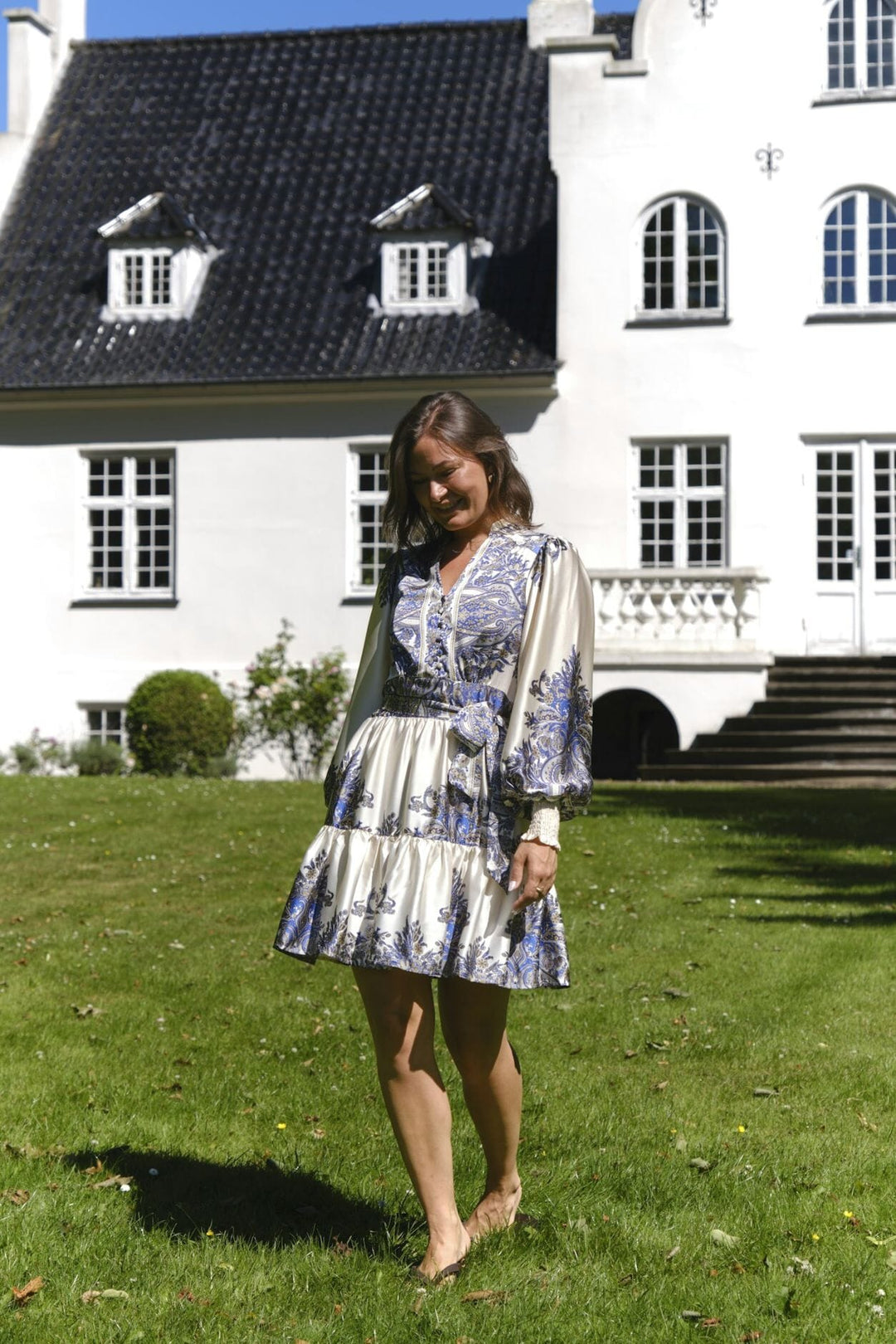 Neo Noir - Malfida Paisley Border Dress 166210 - 348 - Ash Blue Kjoler 