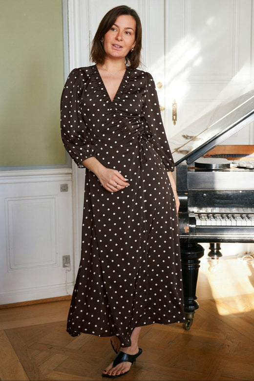 Neo Noir - Malinga Dot Dress 165909 - 676 - Dark Brown Kjoler 