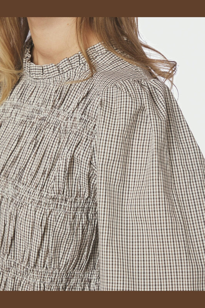 Neo Noir - Marcia Check Blouse 166893 - 306 - Dusty Brown