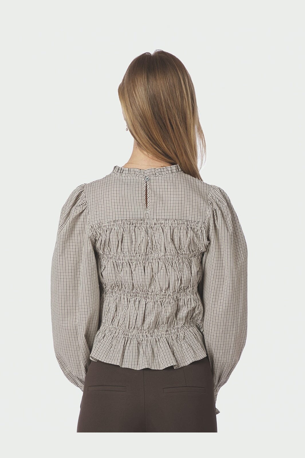 Neo Noir - Marcia Check Blouse 166893 - 306 - Dusty Brown