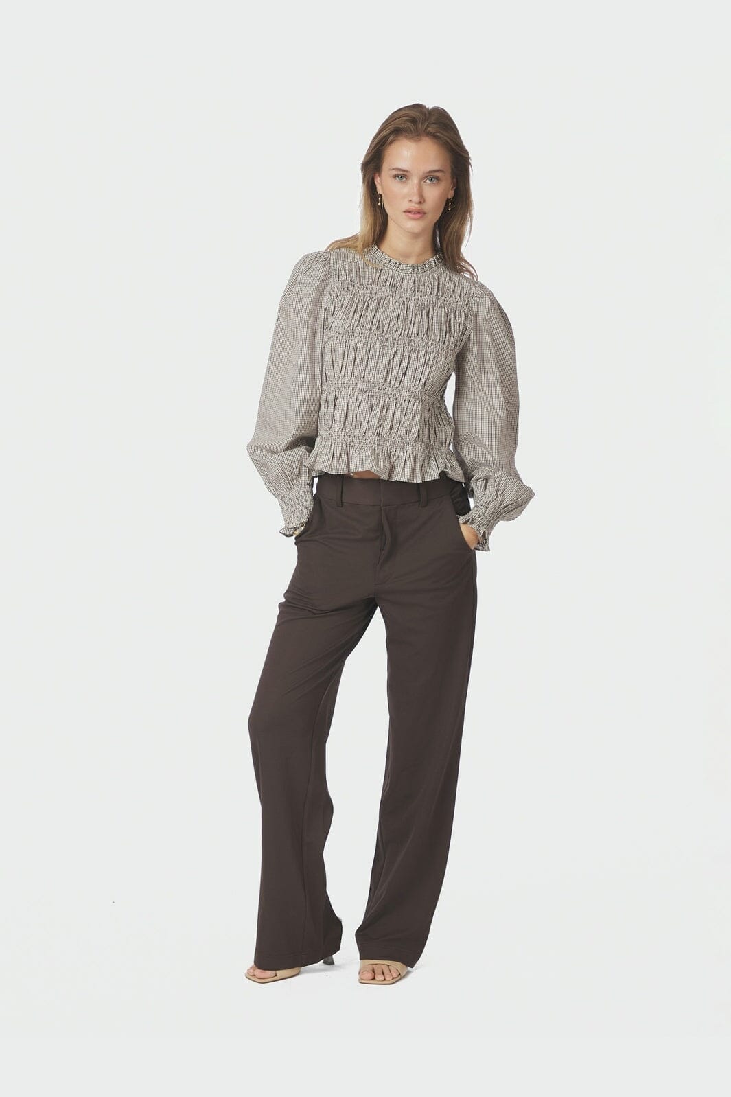 Neo Noir - Marcia Check Blouse 166893 - 306 - Dusty Brown