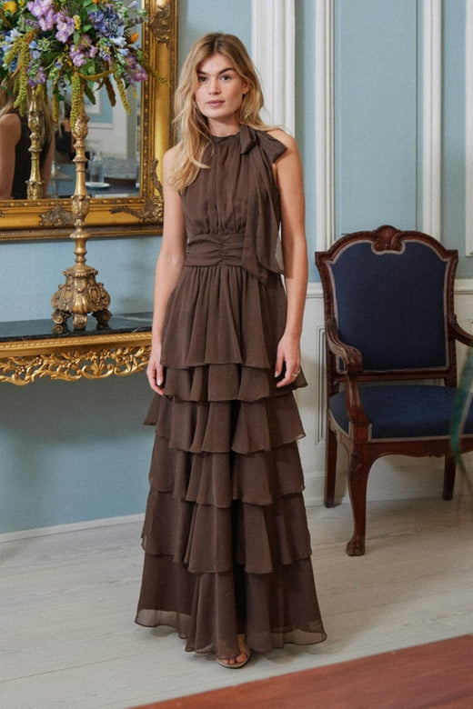 Neo Noir - Marli Solid Chiffon Dress 165640 - 306 - Dusty Brown