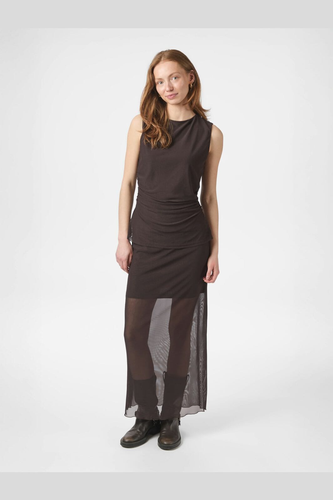 Neo Noir - Marlise Mesh Skirt 166014 - 676 - Dark Brown