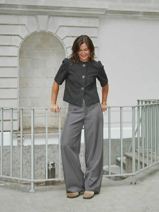 Neo Noir - Massie Structure Pants 165999 - 107 - Dark Grey Melange Bukser 