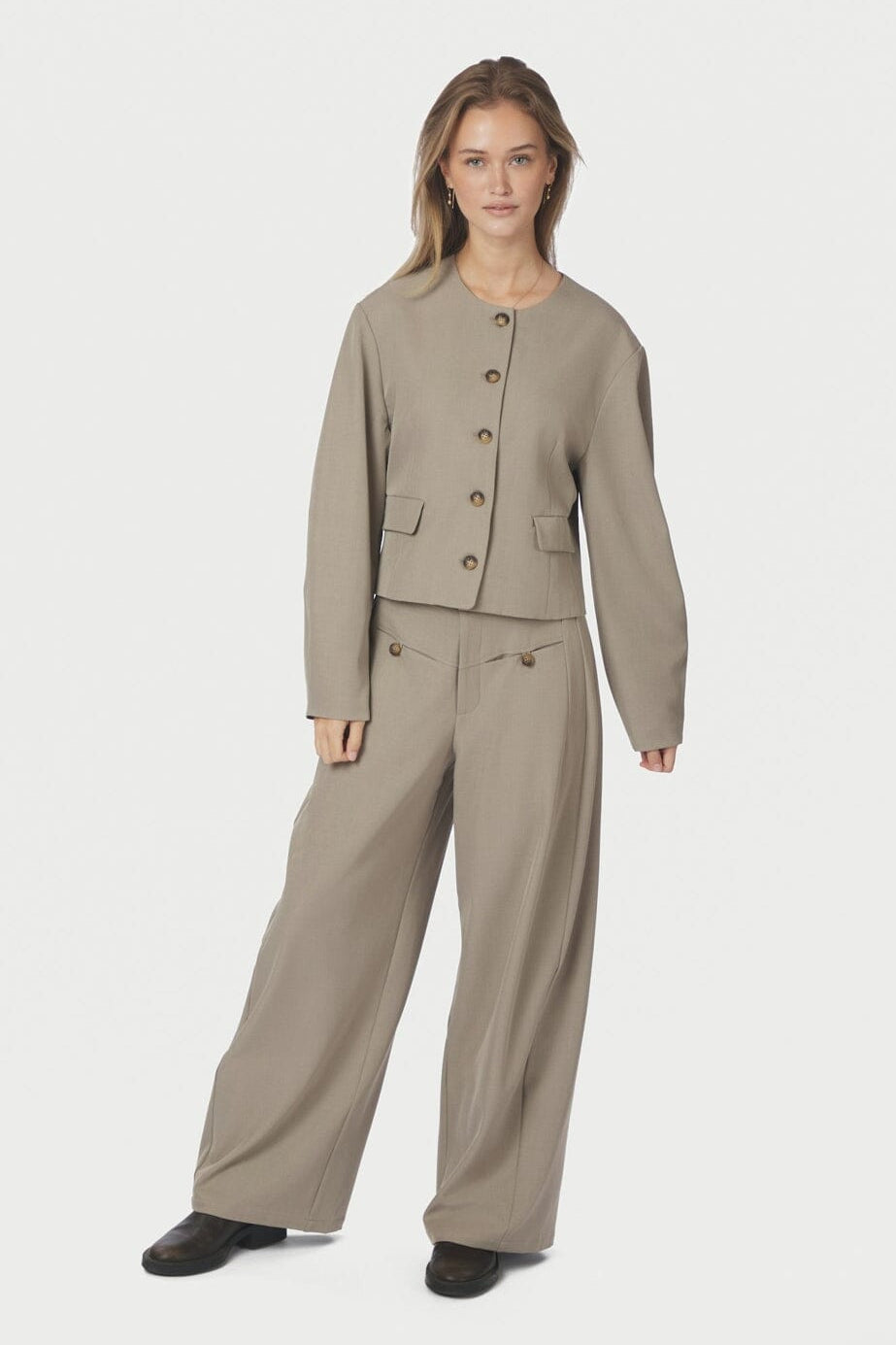 Neo Noir - Massie Structure Pants 165999 - 189 - Warm Grey